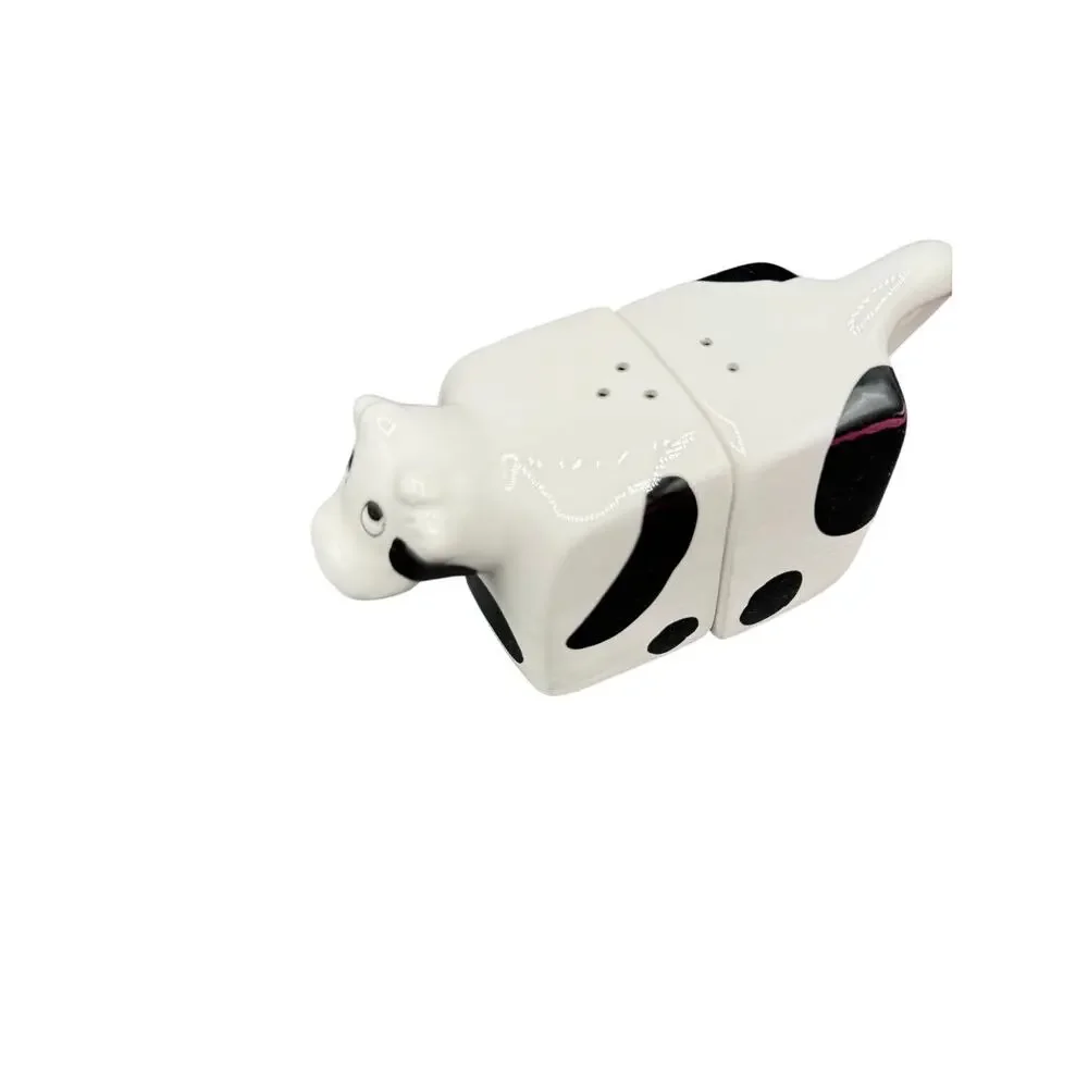 Vintage Black & White Cow Salt & Pepper Shaker Made In Taiwan 3D Effect